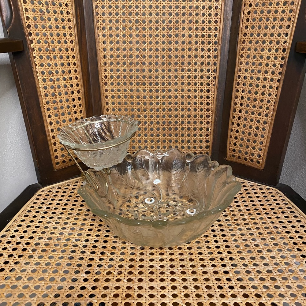 Vintage leaf flower glass chip n dip